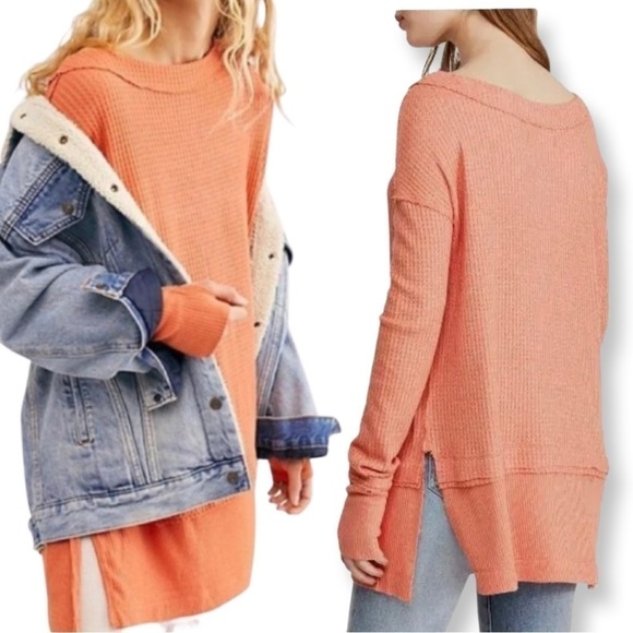 FREE People North Shore Thermal Waffle Knit Top in size S - Picture 1 of 14